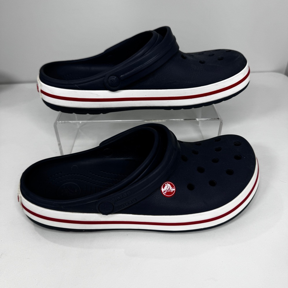 Crocs Crocband Clog Navy Red White Stripe Mens 9 Womens 11 11016-410 Beach
